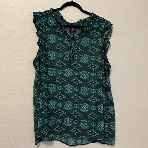 Bobeau chiffon sleeveless blouse with ruffle detail